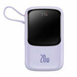 Baseus Qpow Lightning Digital Display Power Bank 20000mAh 20W με 3 Θύρες USB-A και Θύρα USB-C Μωβ