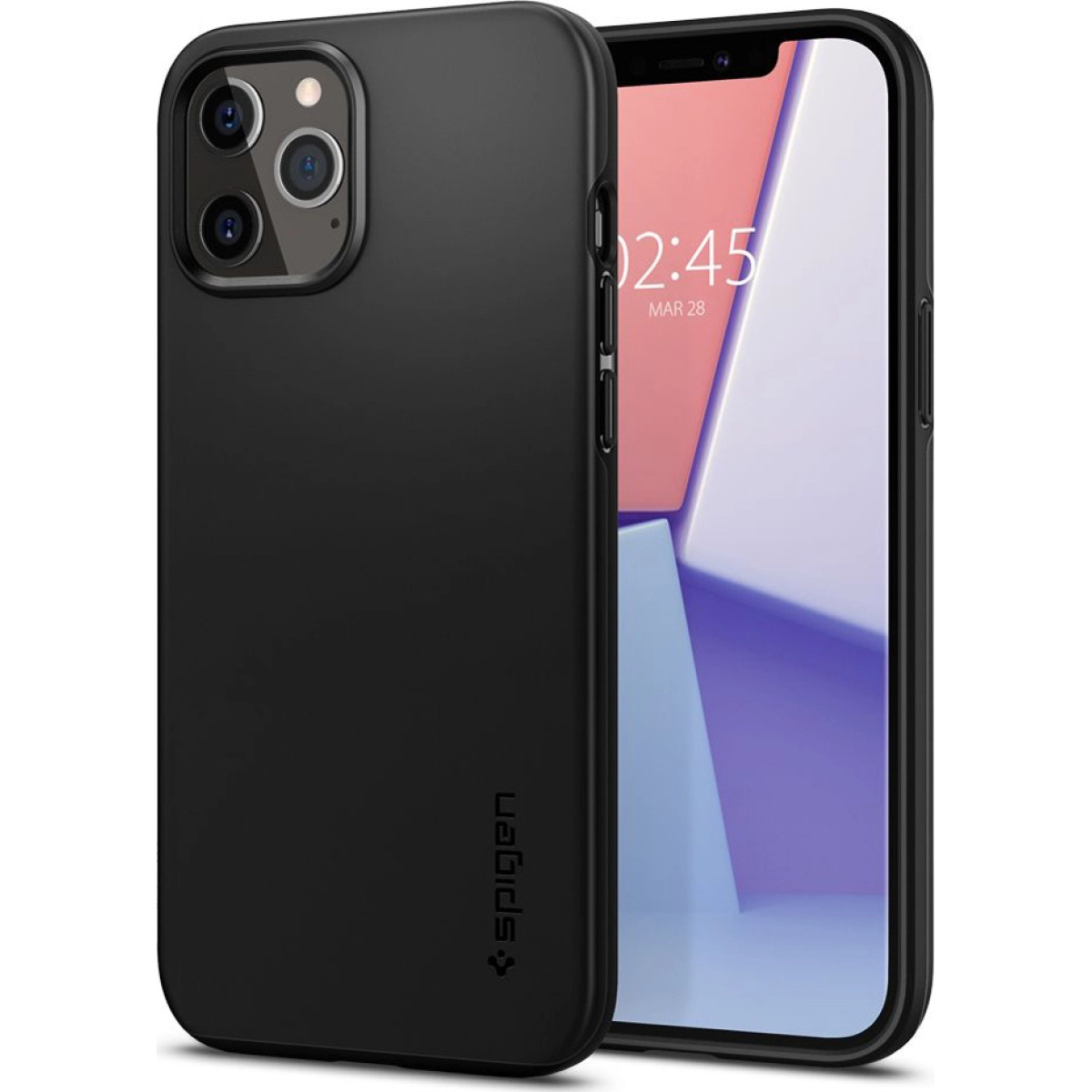 Spigen Thin Fit Back Cover Σιλικόνης Μαύρη iPhone 12 12 Pro