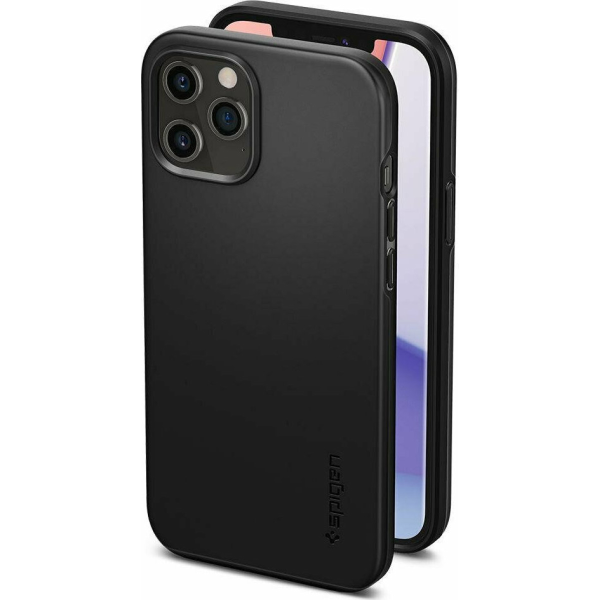 Spigen Thin Fit Back Cover Σιλικόνης Μαύρη iPhone 12 12 Pro 3