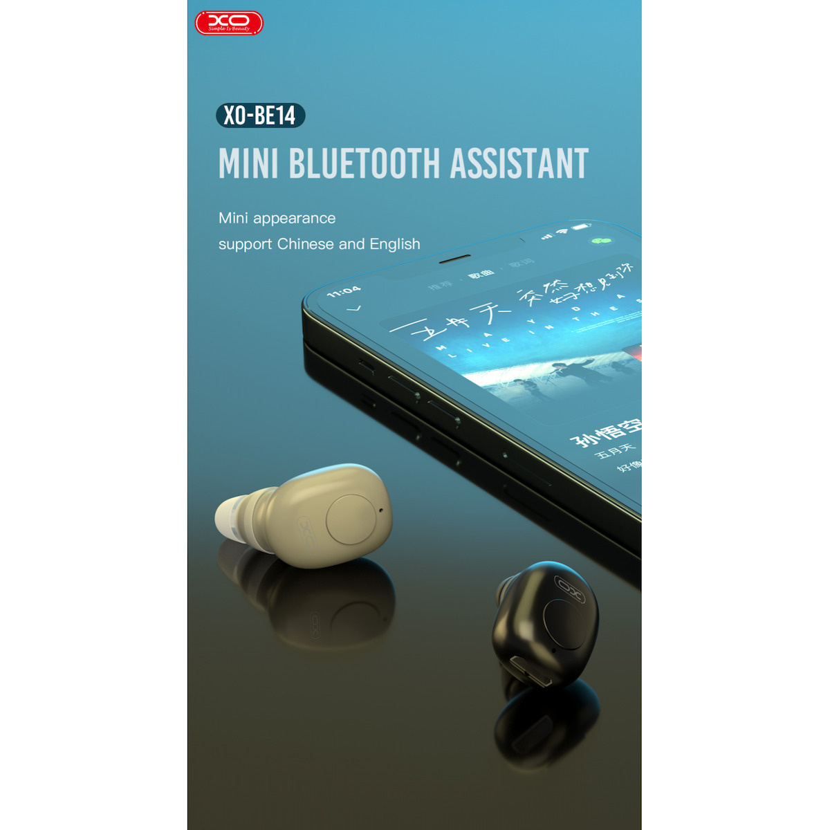 XO BE14 Mini In ear Bluetooth Handsfree Ακουστικό Μαύρο 2