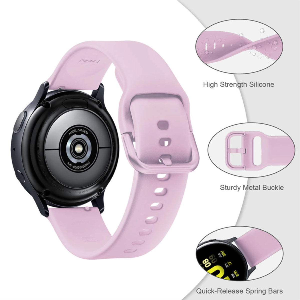 Λουράκι Σιλικόνης Universal Soft Band Sonique 22mm για Samsung Huawei Amazfit Xiaomi Honor Βιολετί 2