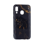 Θήκη Σιλικόνης Marble Silicon για Samsung Galaxy A40 Μαύρο/Χρυσό