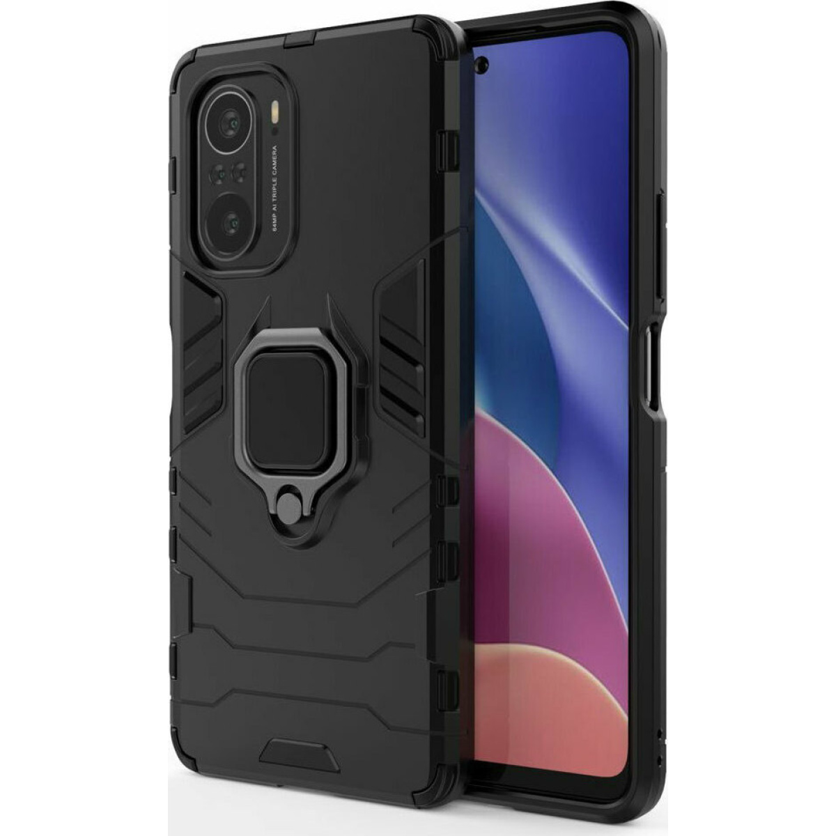 Θήκη Hurtel Ring Armor Back Cover Πλαστικό ΟΕΜ Για Xiaomi Poco F3 Mi 11i Μαύρο