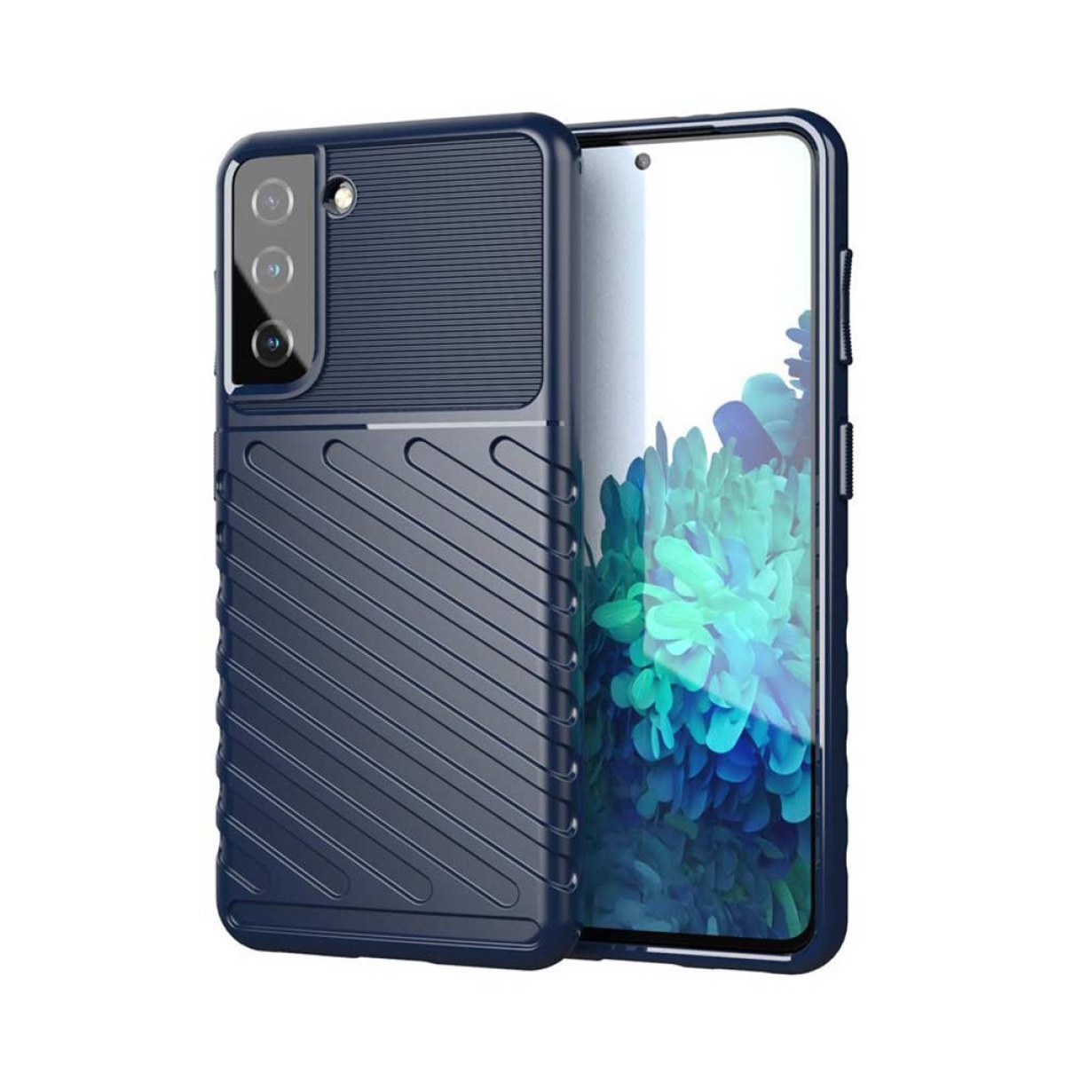 Θήκη Σιλικόνης hunder Case Flexible Tough Rugged Για Samsung Galaxy S21 Ultra Μπλε 1
