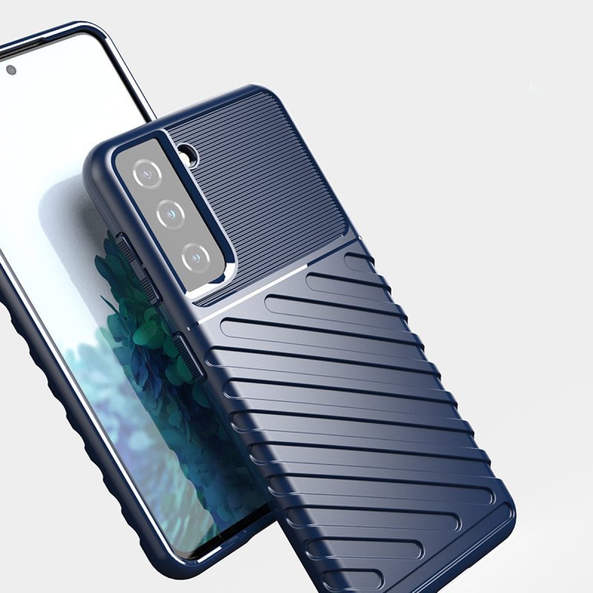 Θήκη Σιλικόνης hunder Case Flexible Tough Rugged Για Samsung Galaxy S21 Ultra Μπλε 2