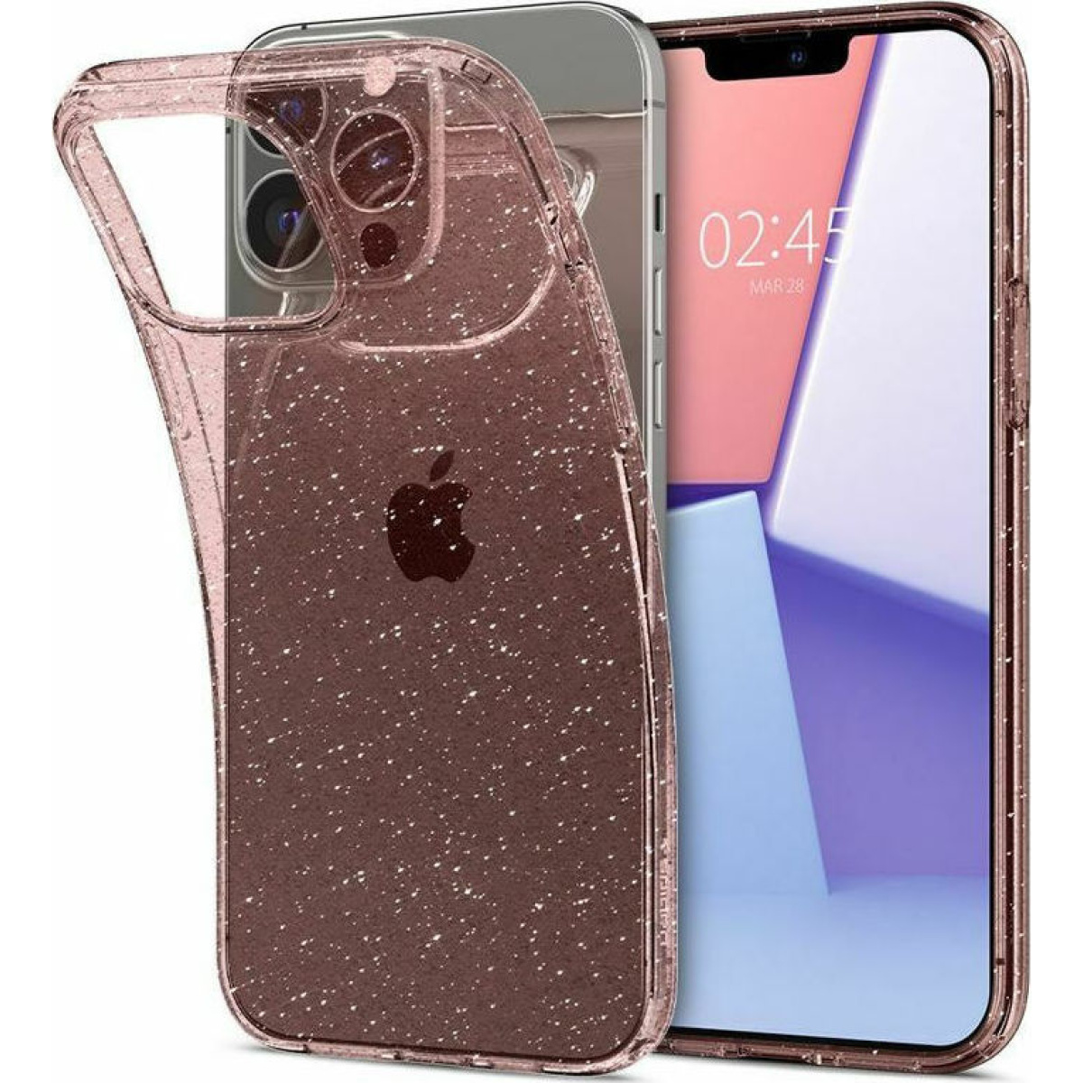 Θήκη Σιλικόνης Spigen Liquid Crystal Glitter Back Cover για iPhone 13 Pro Διάφανο Ροζ 2 1