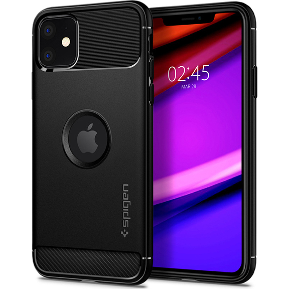 Θήκη Σιλικόνης Spigen Rugged Armor Back Cover για iPhone 11 Μαύρο Ματ 1