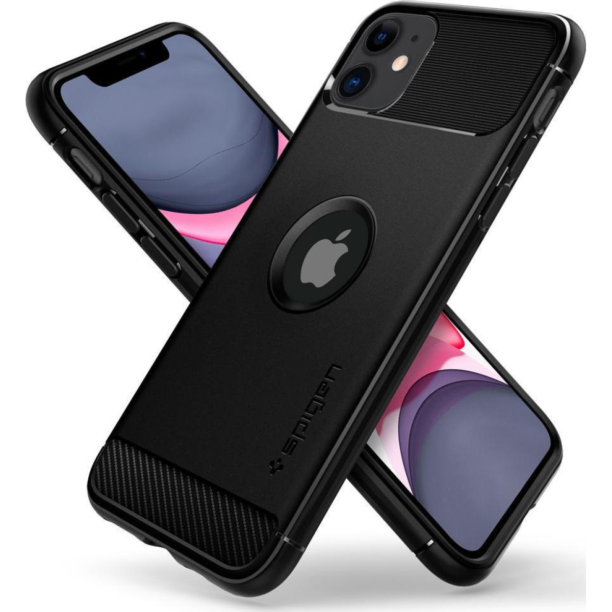 Θήκη Σιλικόνης Spigen Rugged Armor Back Cover για iPhone 11 Μαύρο Ματ 2