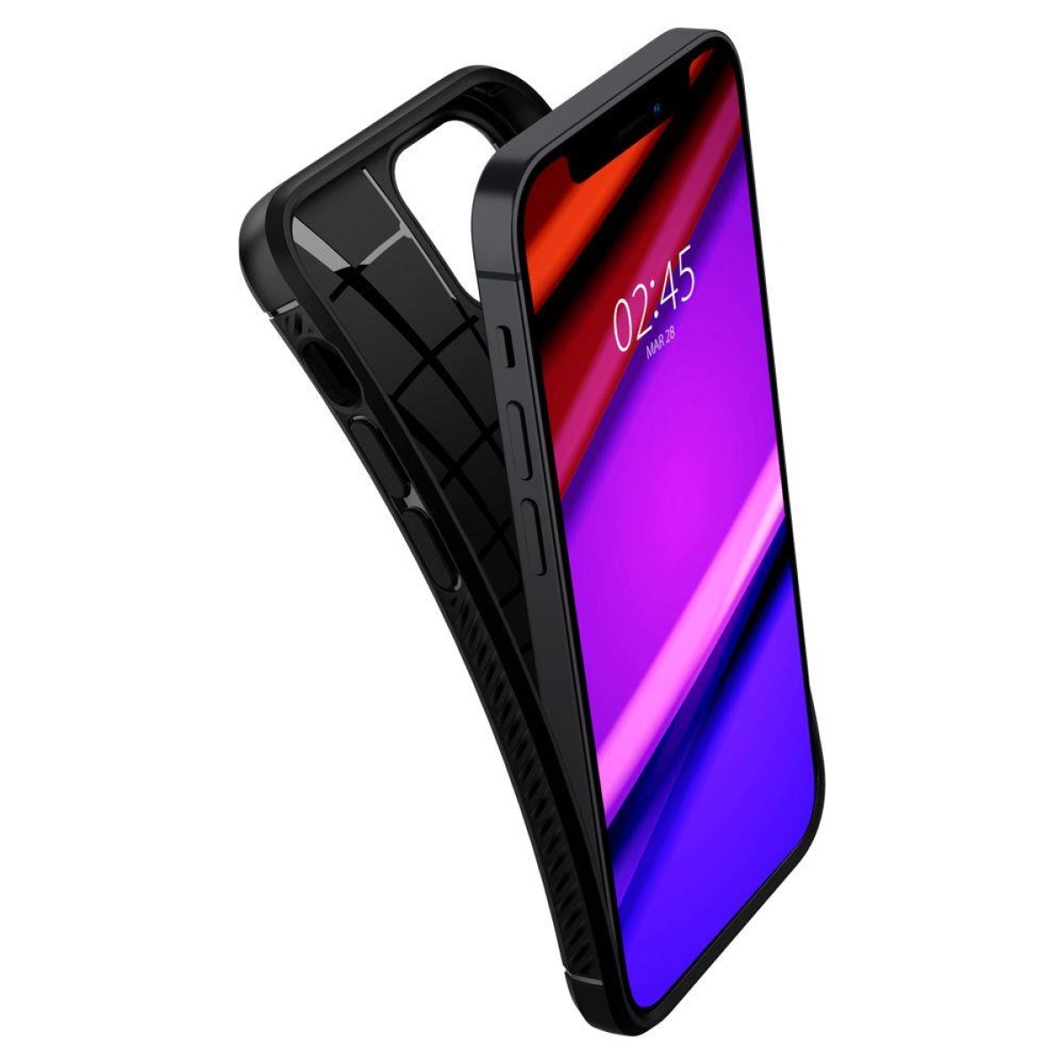 Θήκη Σιλικόνης Spigen Rugged Armor για iPhone 12 Mini Μαύρο Ματ 4