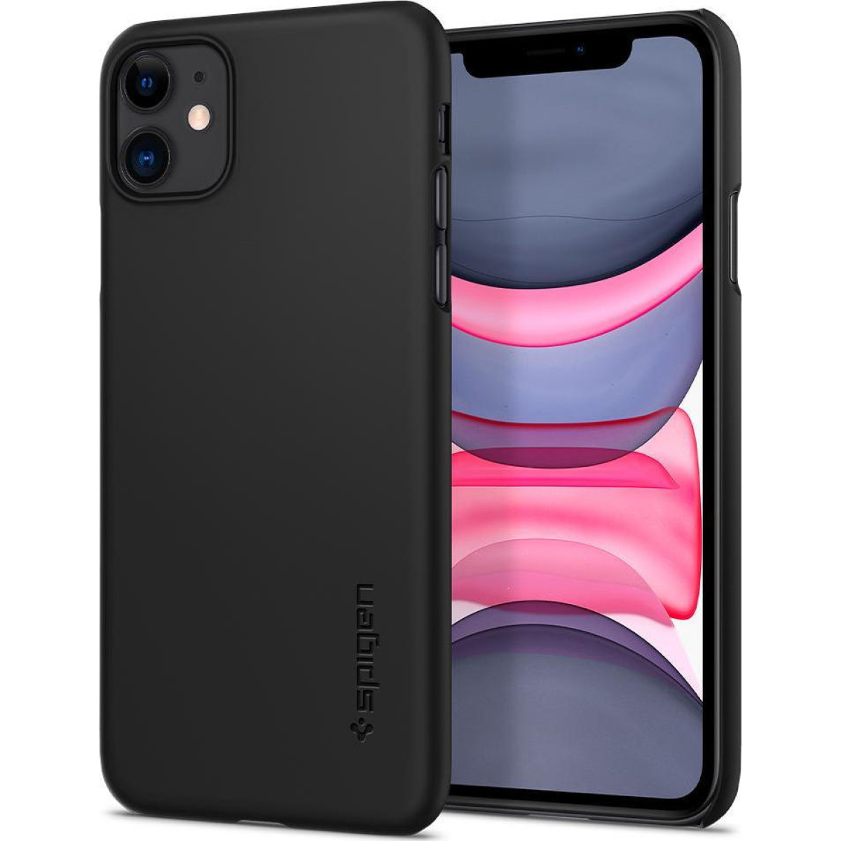 Θήκη Σιλικόνης Spigen Thin Fit Back Cover για iPhone 11 Μαύρο Ματ 3