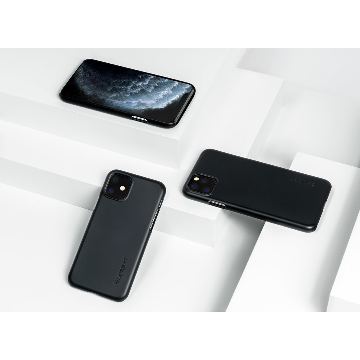 Θήκη Σιλικόνης Spigen Thin Fit Back Cover για iPhone 11 Μαύρο Ματ 5