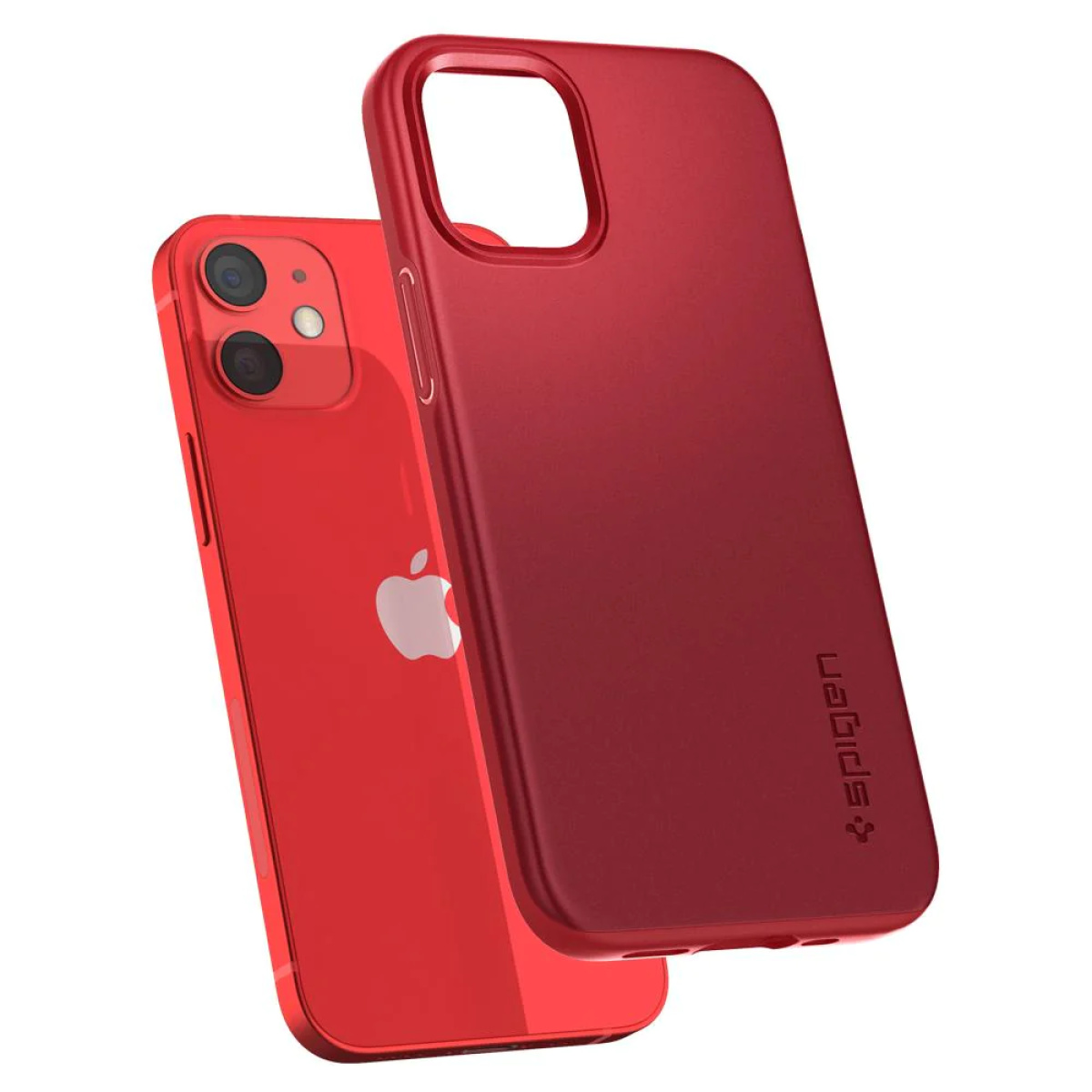 Θήκη Σιλικόνης Spigen Thin Fit Back Cover για iPhone 12 Mini Κόκκινο 5