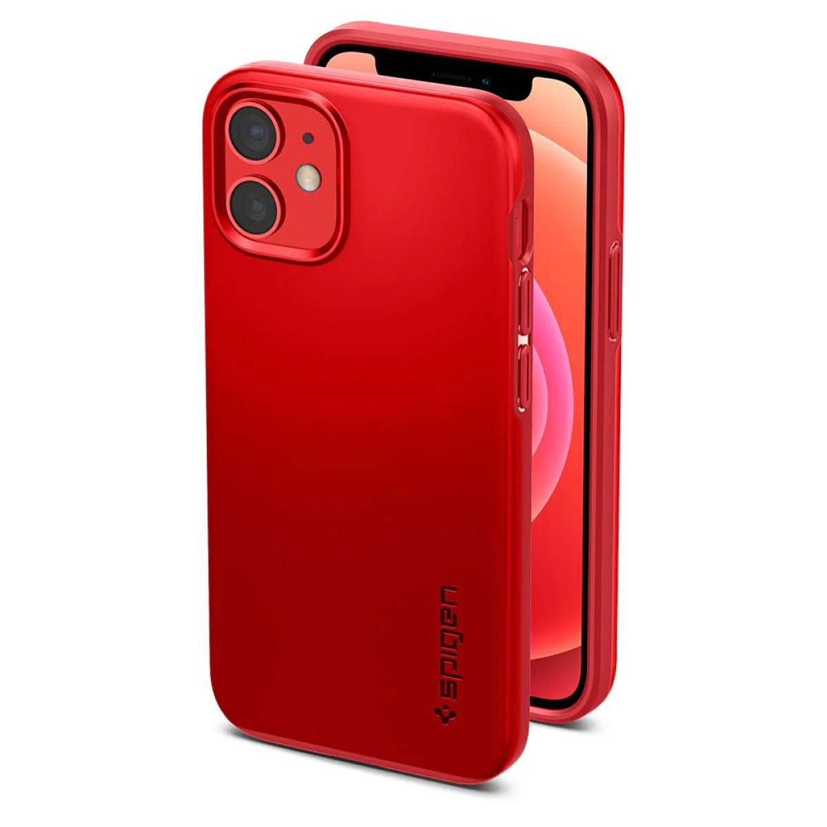 Θήκη Σιλικόνης Spigen Thin Fit Back Cover για iPhone 12 Mini Κόκκινο 7