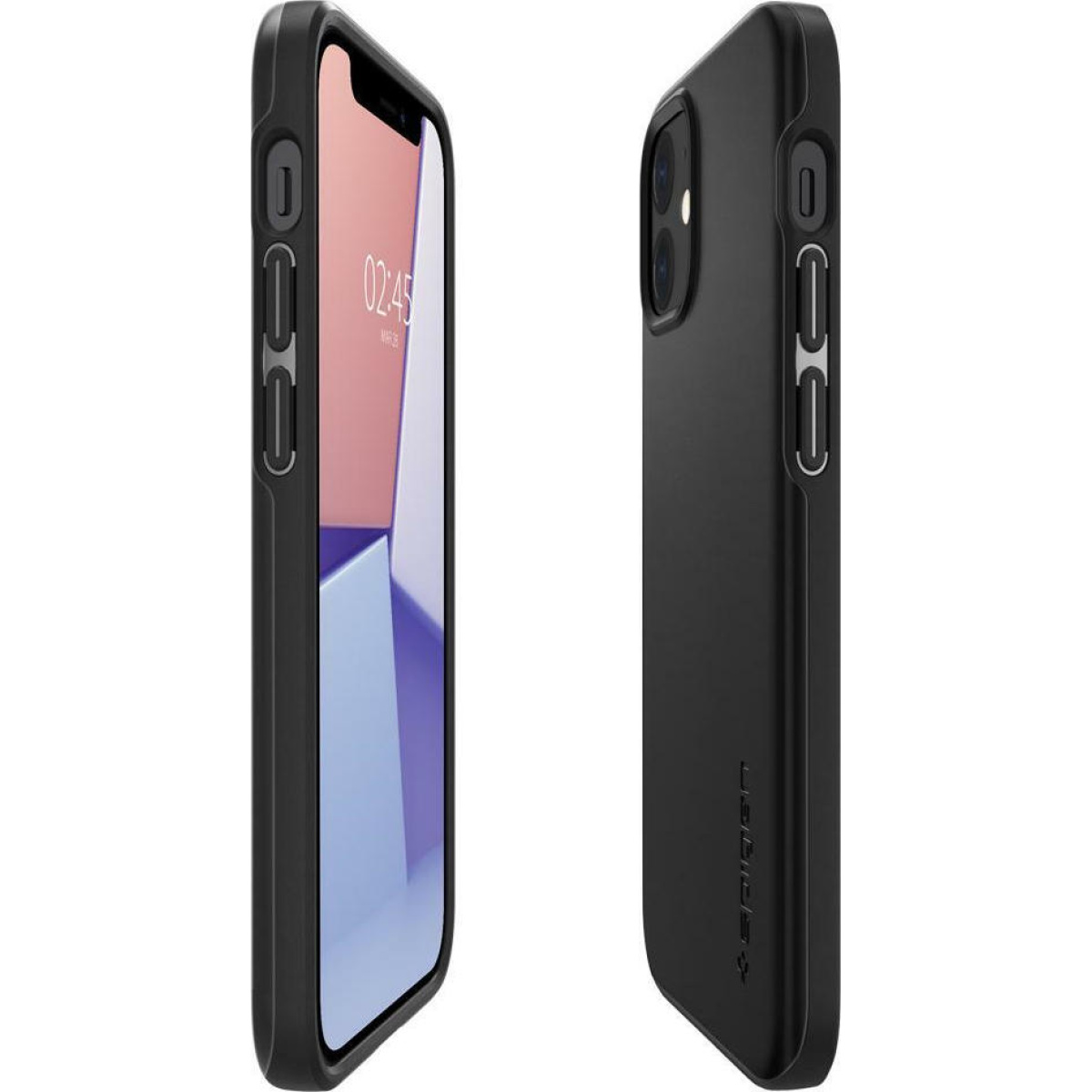 Θήκη Σιλικόνης Spigen Thin Fit Back Cover για iPhone 12 Mini Μαύρο 4