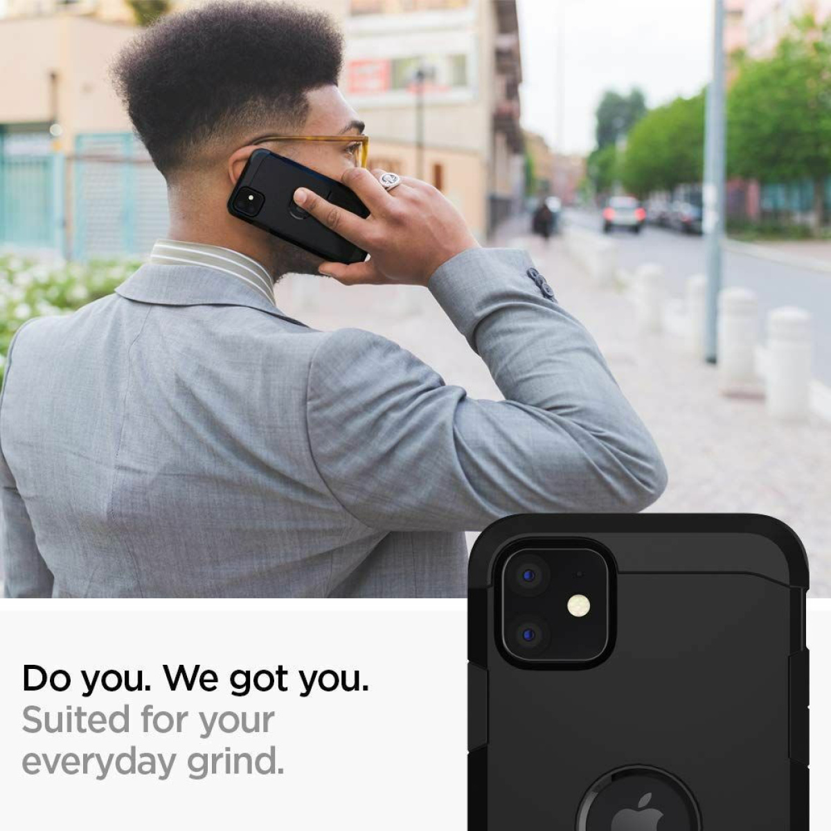 Θήκη Σιλικόνης Spigen Tough Armor Back Cover για iPhone 11 Μαύρο Ματ 10