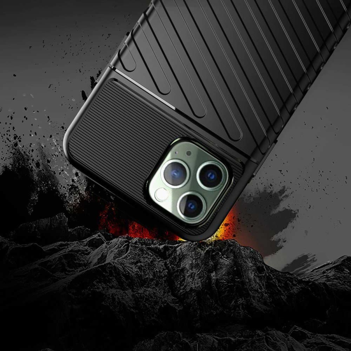 Θήκη Σιλικόνης Thunder Case Flexible Tough Rugged για iPhone 11 Pro Max Μαύρο 4