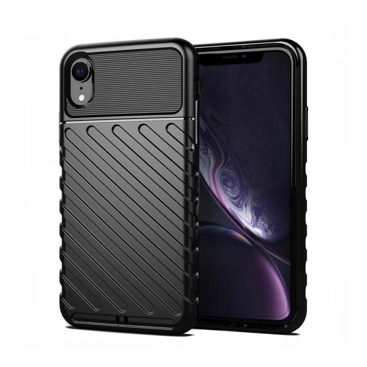 Θήκη Σιλικόνης Thunder Case Flexible Tough Rugged για iPhone Xr Μαύρο 1