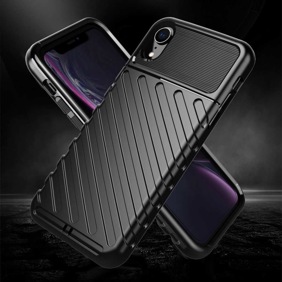 Θήκη Σιλικόνης Thunder Case Flexible Tough Rugged για iPhone Xr Μαύρο 2
