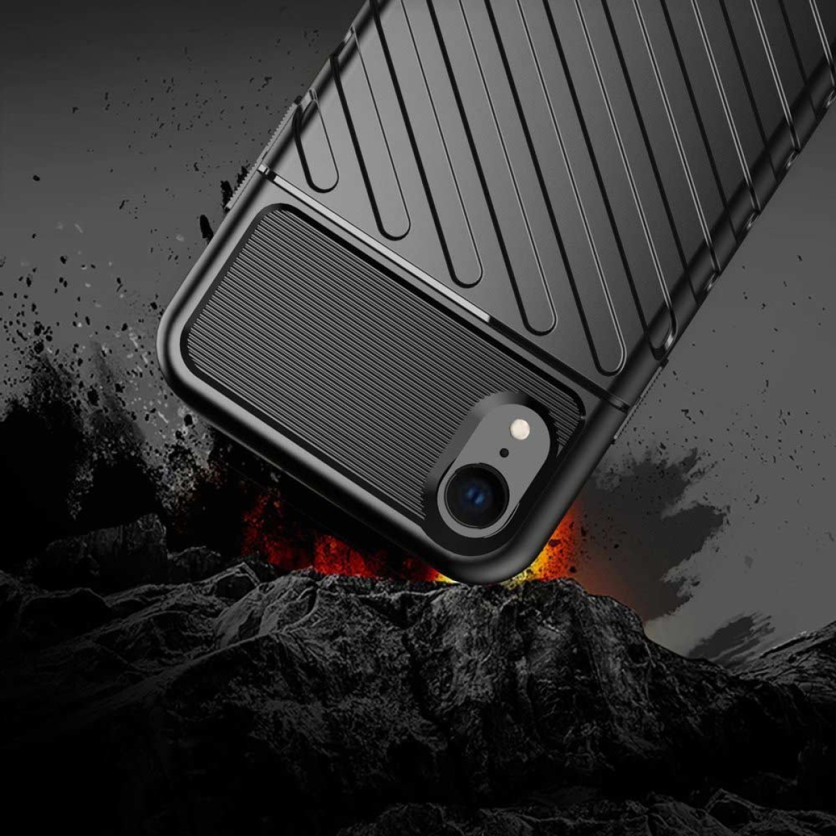Θήκη Σιλικόνης Thunder Case Flexible Tough Rugged για iPhone Xr Μαύρο 4