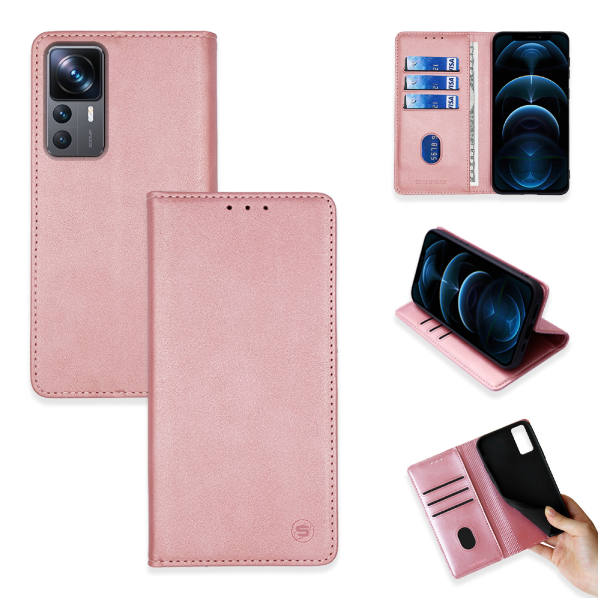 Θήκη Βιβλίο Vintage Magnet Book Sonique για Xiaomi 12T Xiaomi 12T Pro Ροζ Χρυσό