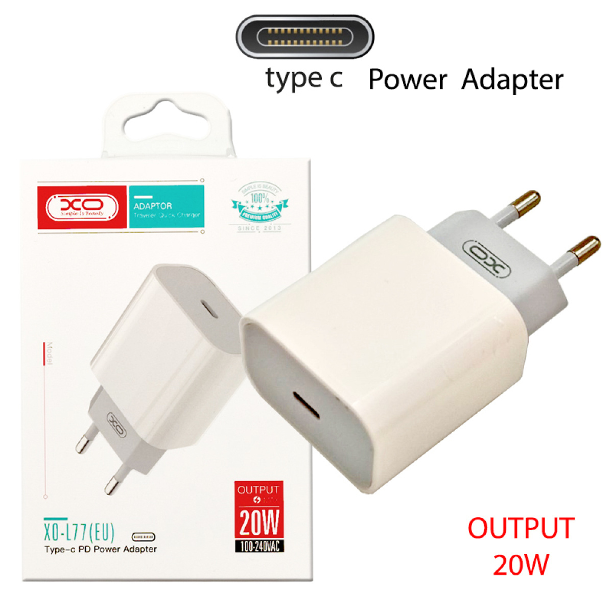 Φορτιστής Τοίχου XO L77 Φορτιστής Qc3.0 20W 1 Θυρα 3
