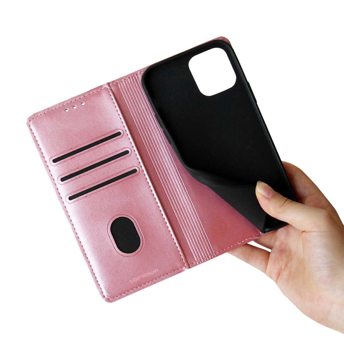 Θήκη Βιβλίο Vintage Magnet Book Sonique Xiaomi Redmi Note 8T Ροζ Χρυσό 5